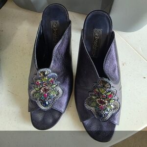 Brighton Women's Navy Embellished Mules